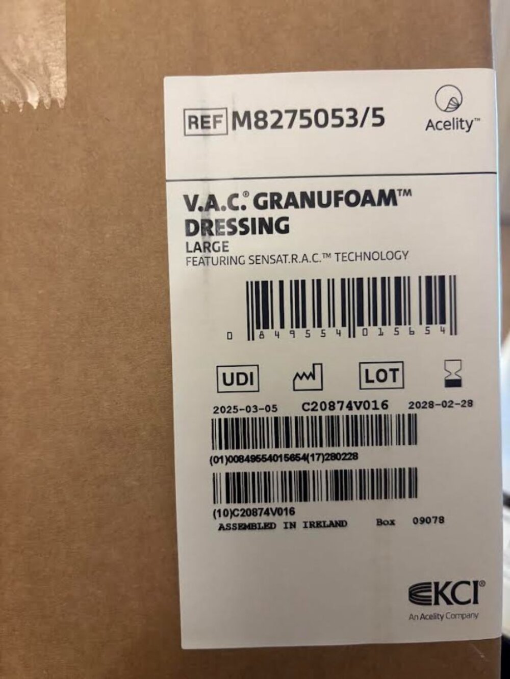 3M™ V.A.C.® Granufoam™ Dressing Kit, M8275053/5, Large, 5/CS